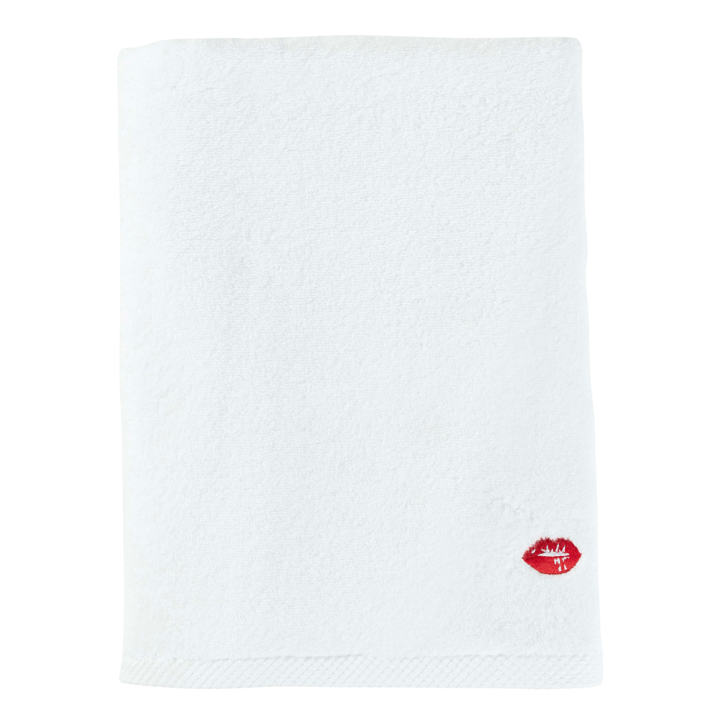 BISOU - Drap de bain coton brodé microcoton blanc 70 x 120 cm