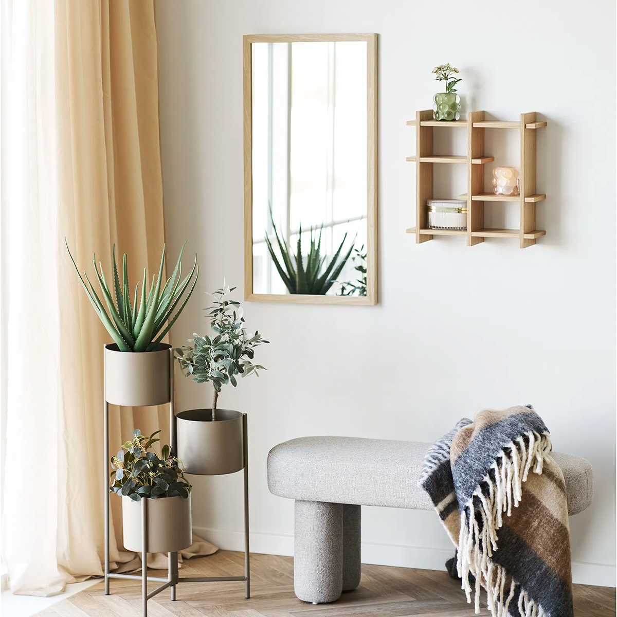 Artichok Joke Wandspiegel Met Houten Frame Naturel - 75 x 45 cm