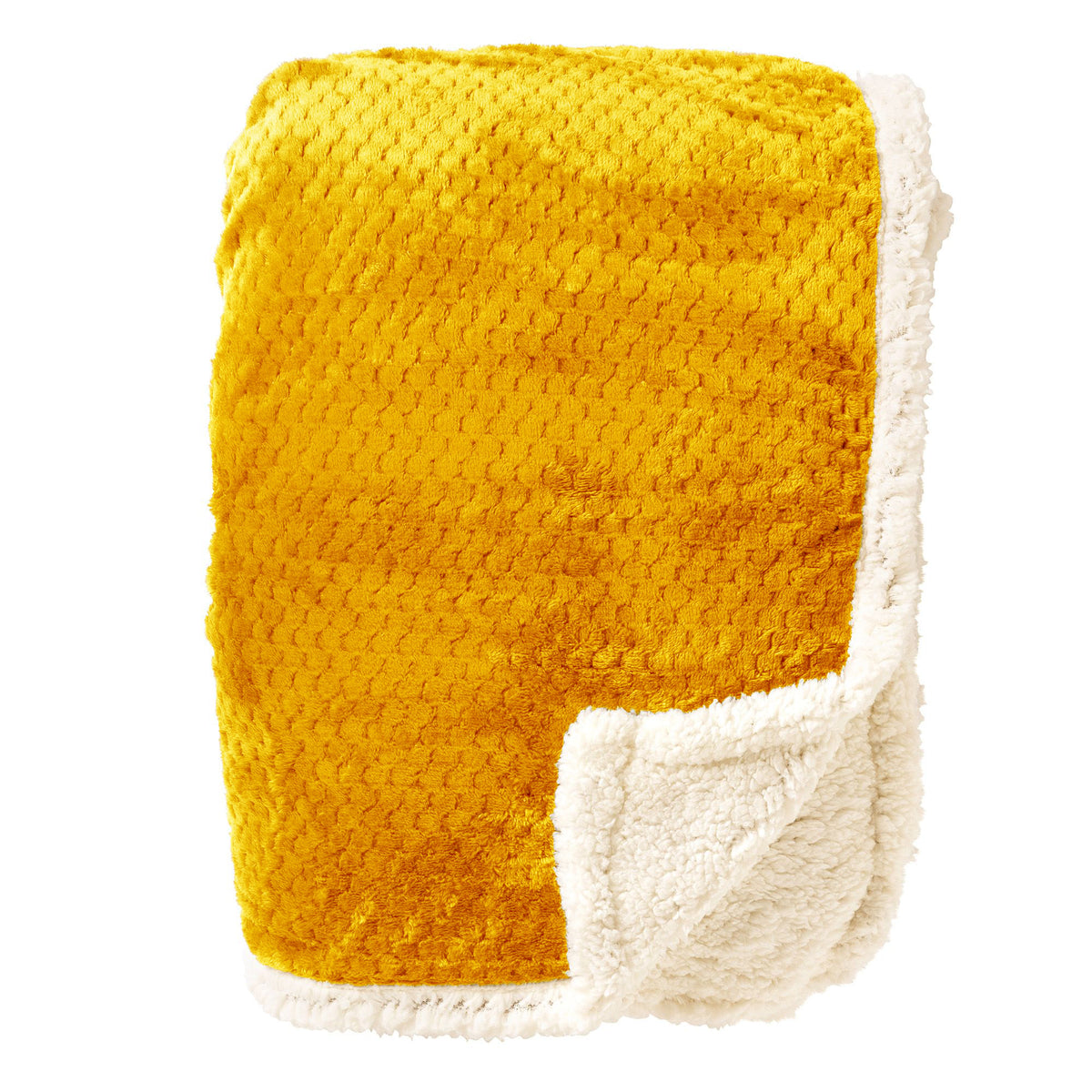 CODY - plaid 150x200 cm - sherpa fleece deken - honingraatpatroon - Golden Glow - geel