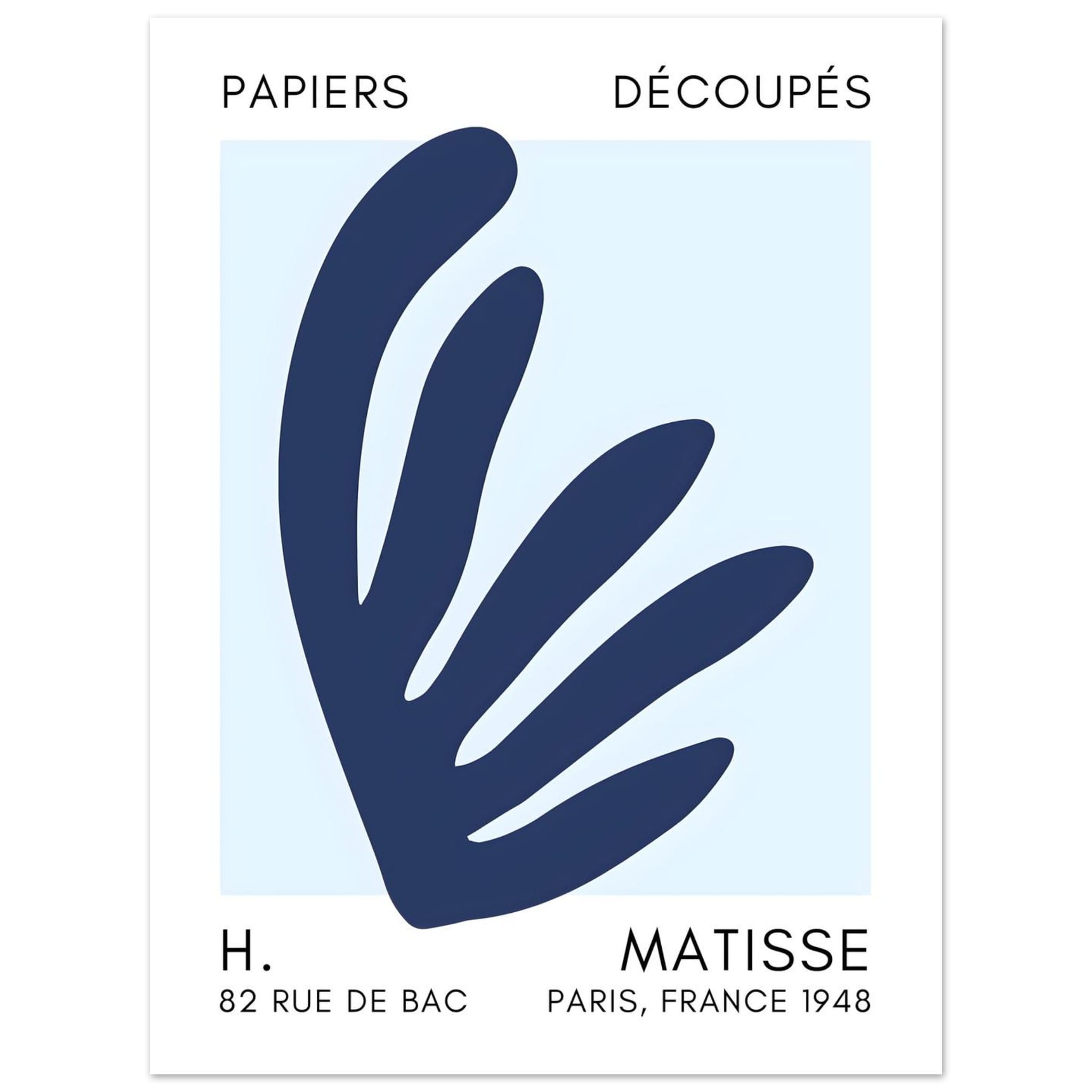 Artfulprints Poster Matisse – Aquatic impression navy blue I  - 30x40 cm - Blauw