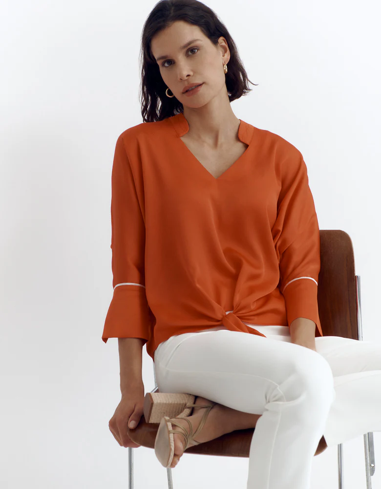 Blouse nouée CHARTREUSE/87063/083