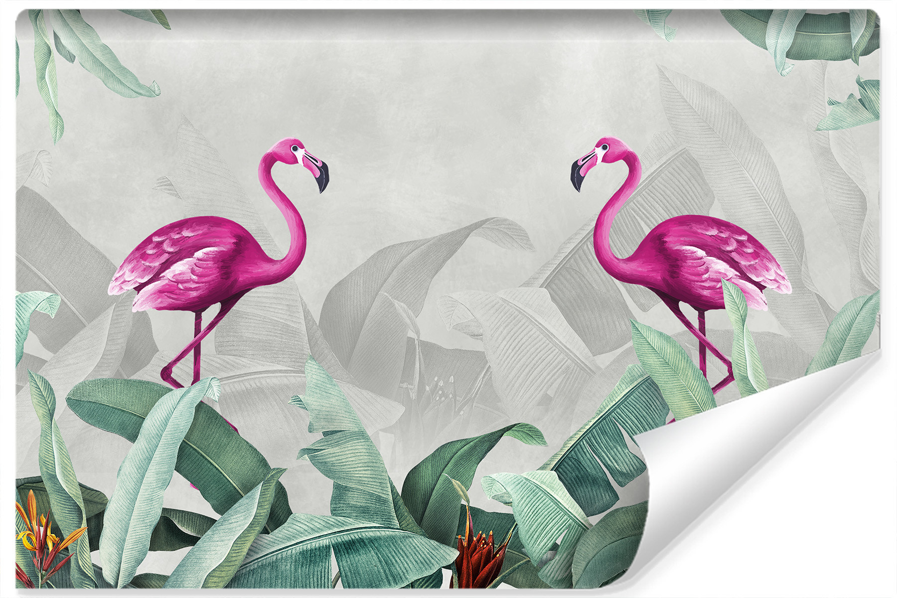 Fototapeta Flamingi ROŚLINY Tropikalne 3D 90x60cm
