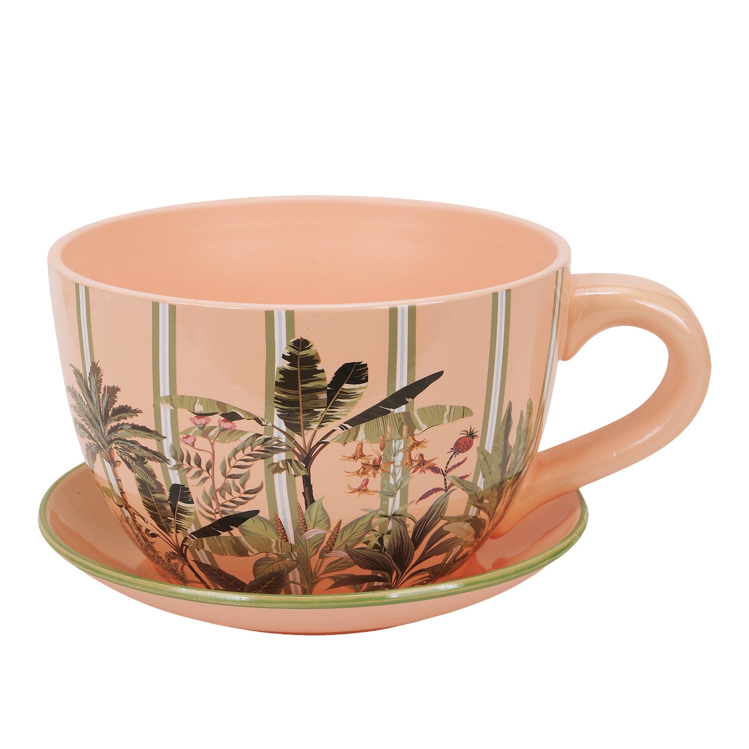 Portavaso rosa tazza in ceramica 29,5x22,5x14,8 cm