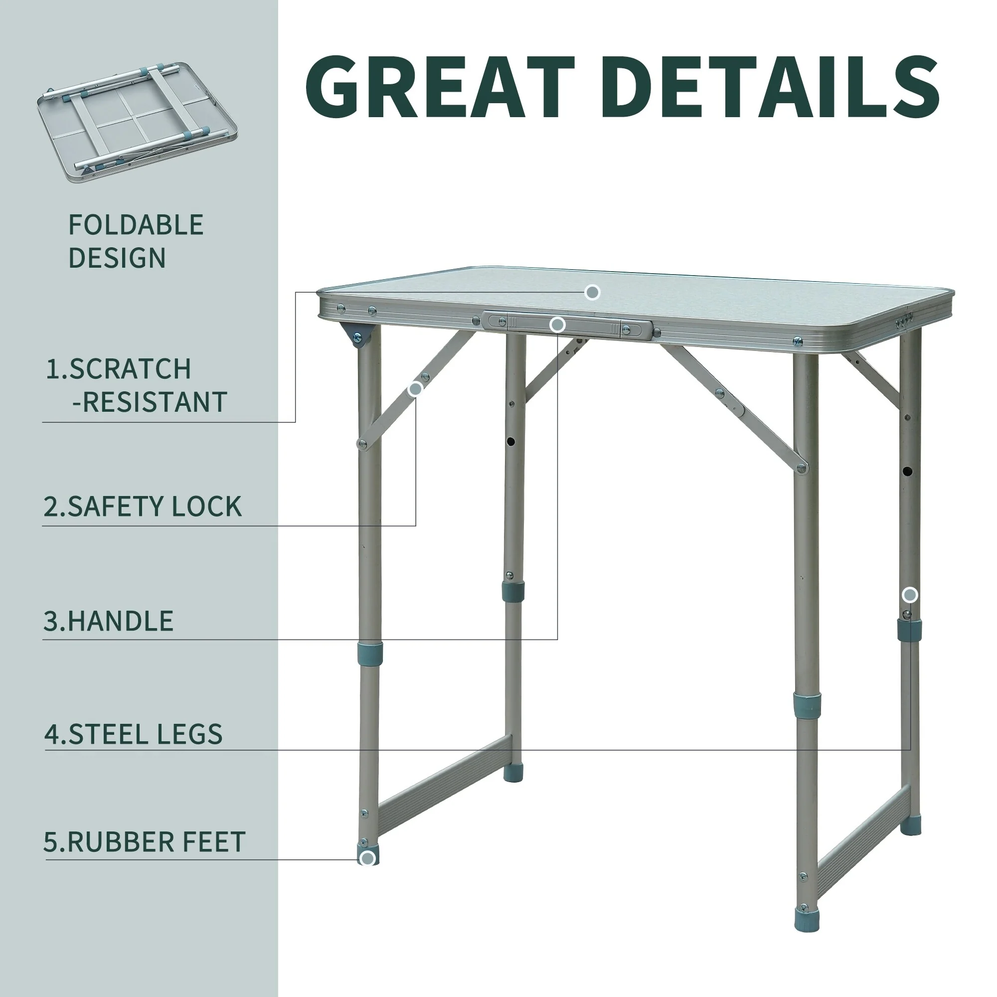Outsunny Folding Camping Table With Height Adjustability