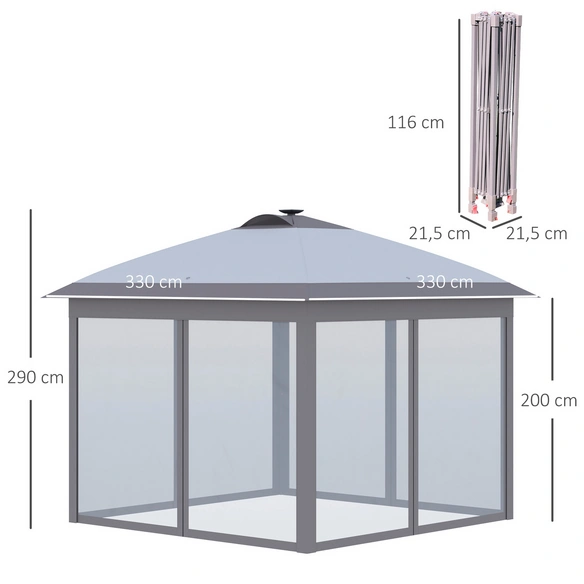 Pavillon, LxBxH: 330 x 330 x 288 cm