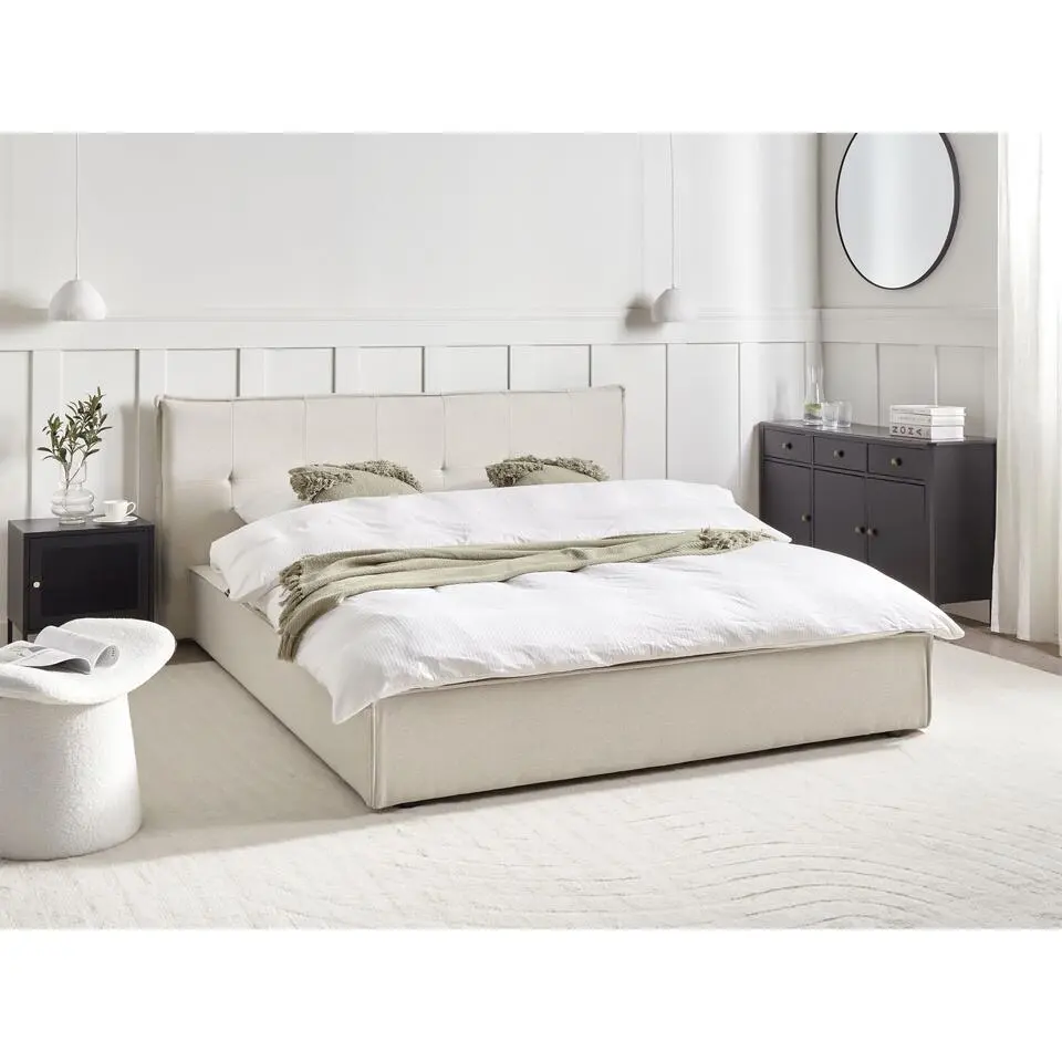 LESTRE - Tweepersoonsbed - Gebroken wit - 160 x 200 cm - Linnen