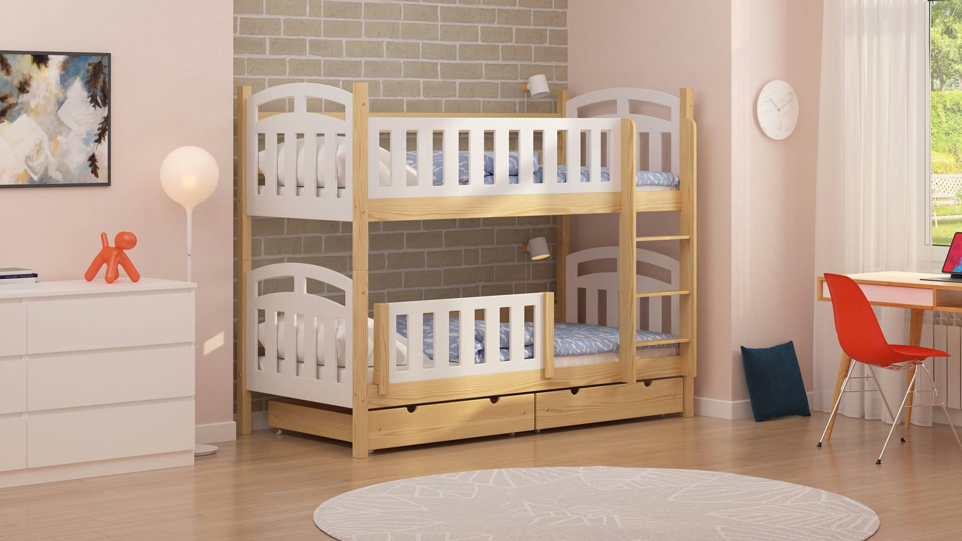 - Lit superposé en pin massif&MDF 190x90 naturel