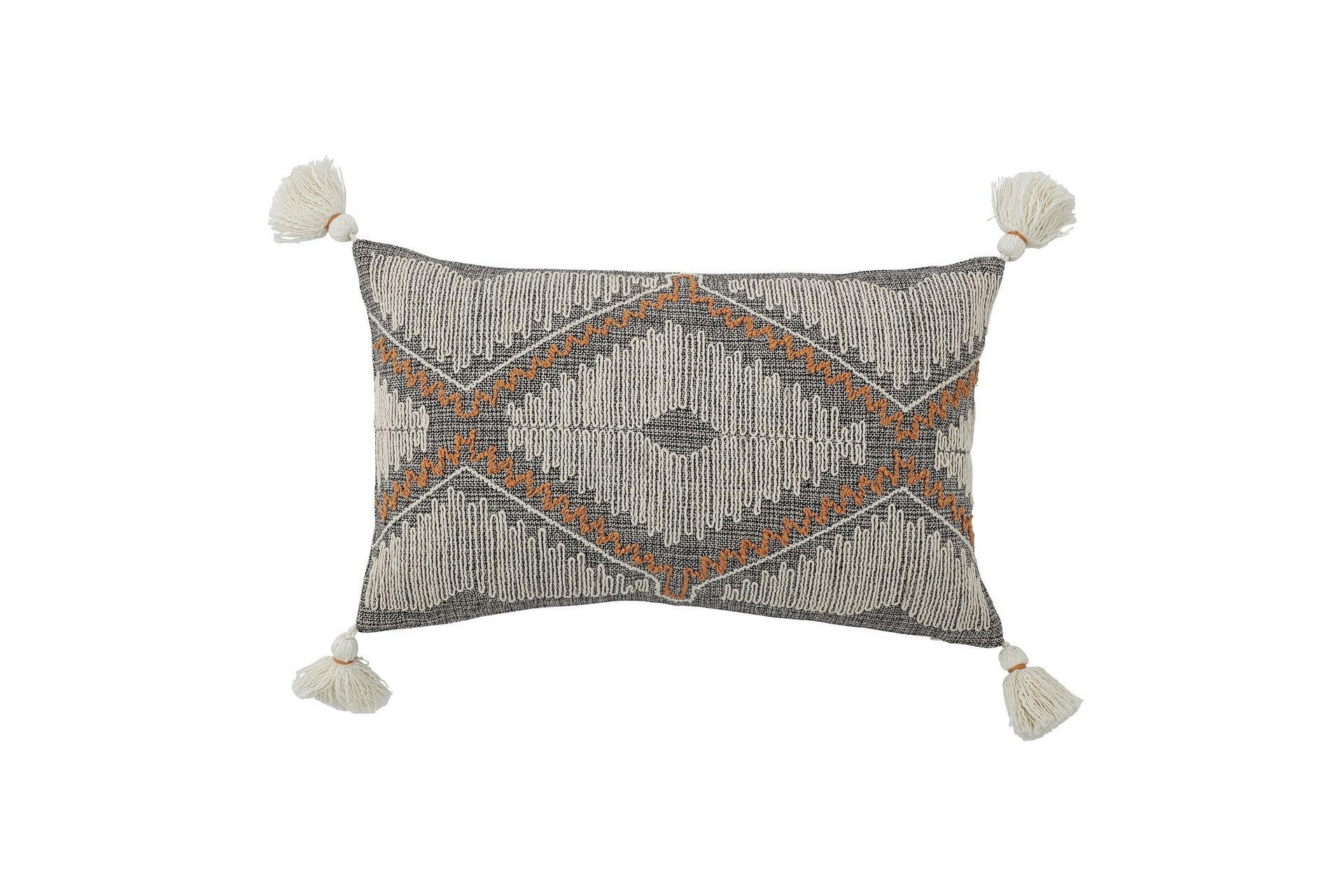 BALZER - Coussin en coton gris à motif 50x30 cm