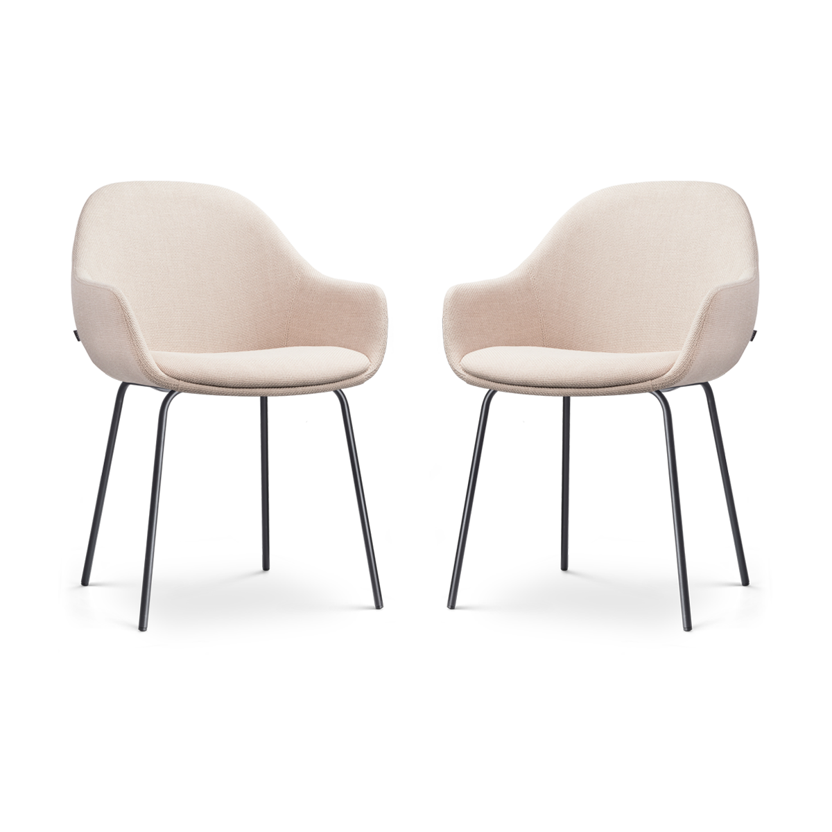 Nolon Nora-Mae Eetkamerstoelen Set van 2 - Beige - Zwarte Poten