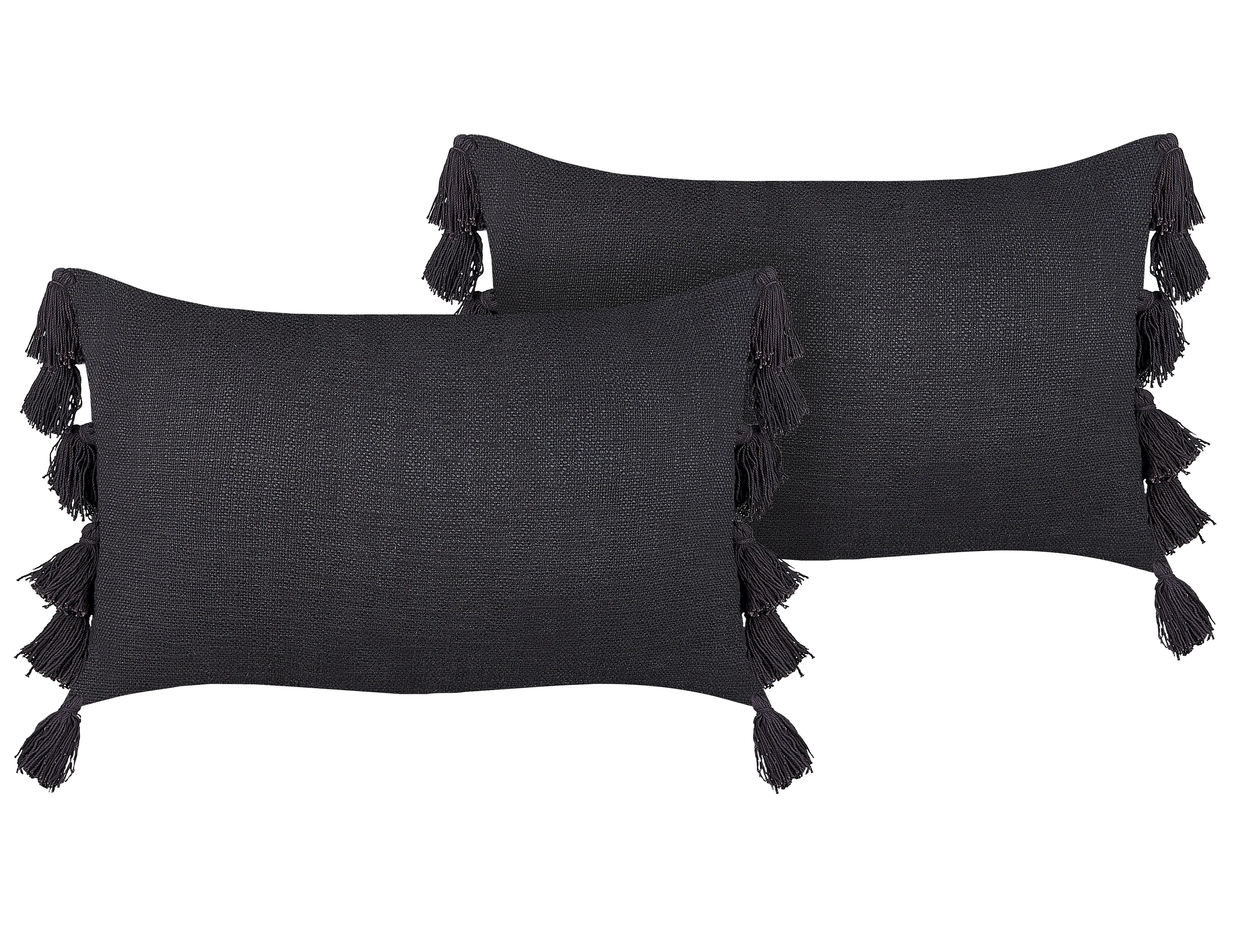 Throw Cushion LYTHRUM Cotton 55 x 35 cm Dark Grey Solid