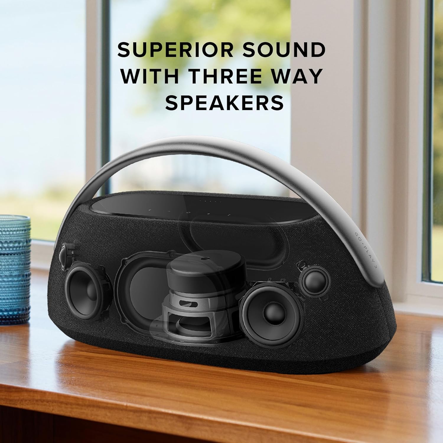 Harman Kardon Go + Play 3 - Portable Bluetooth Speaker with Superior Sound and 8 Hours Playtime  USB Charging  Auto self Tuning  Dual far-Field Microphones (Renewed)