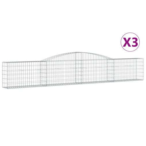 NNEVL Arched Gabion Baskets 3 pcs 400x30x60/80 cm Galvanised Iron