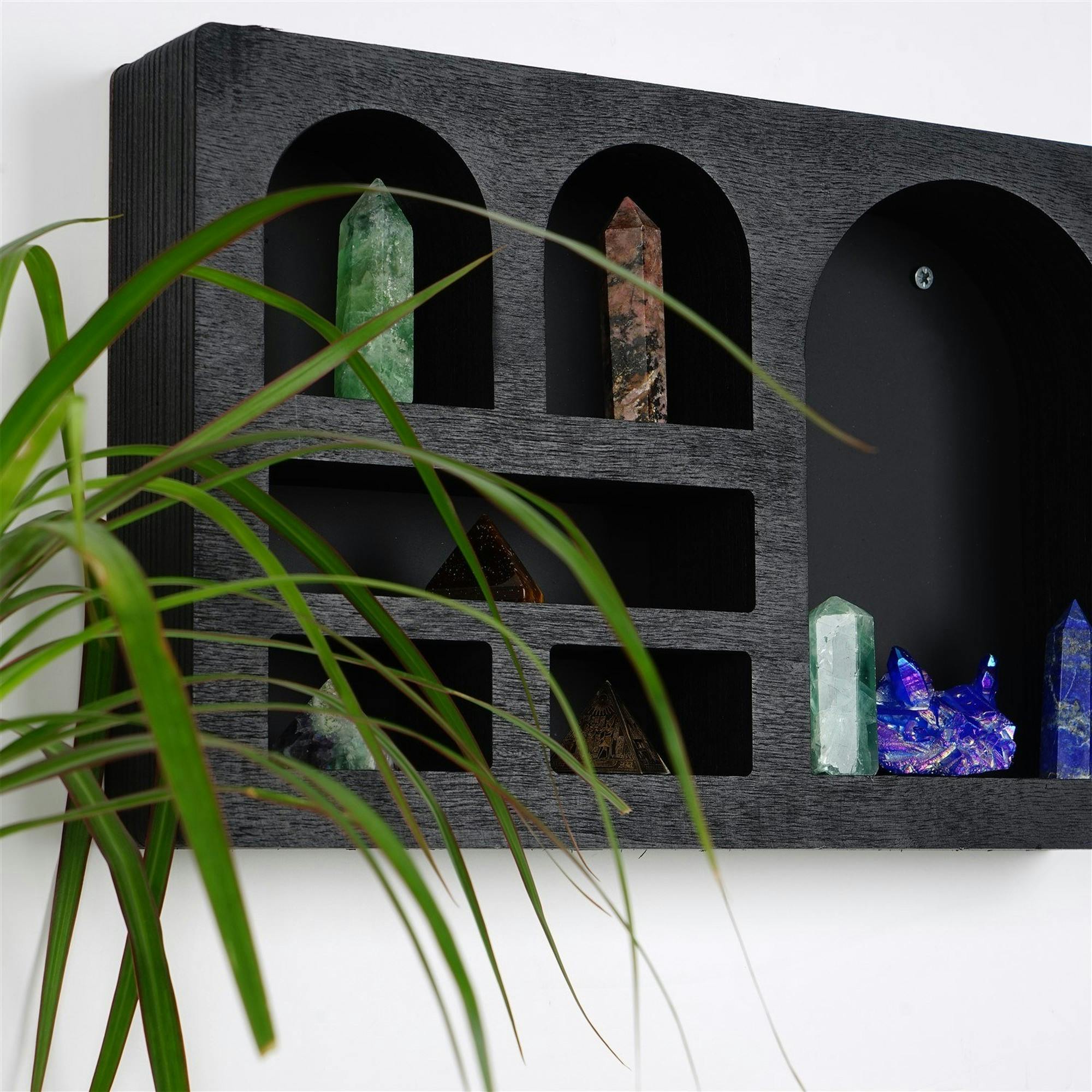 Etagère murale noire décorative - arches et niches AVIALA