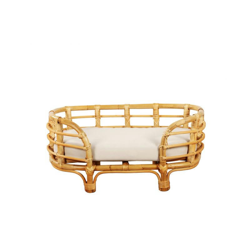 THEMIS - Panier ovale pour chien et chat en rotin coussin écru