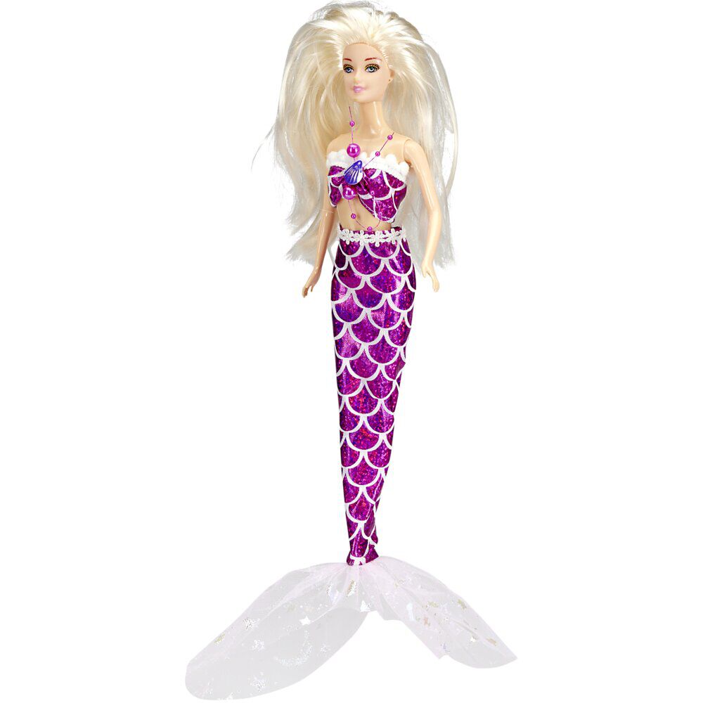 Poupée mannequin sirène plastique H30cm (2 modèles)