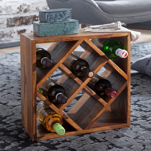 FineBuy Stojak na wino drewno brązowy
