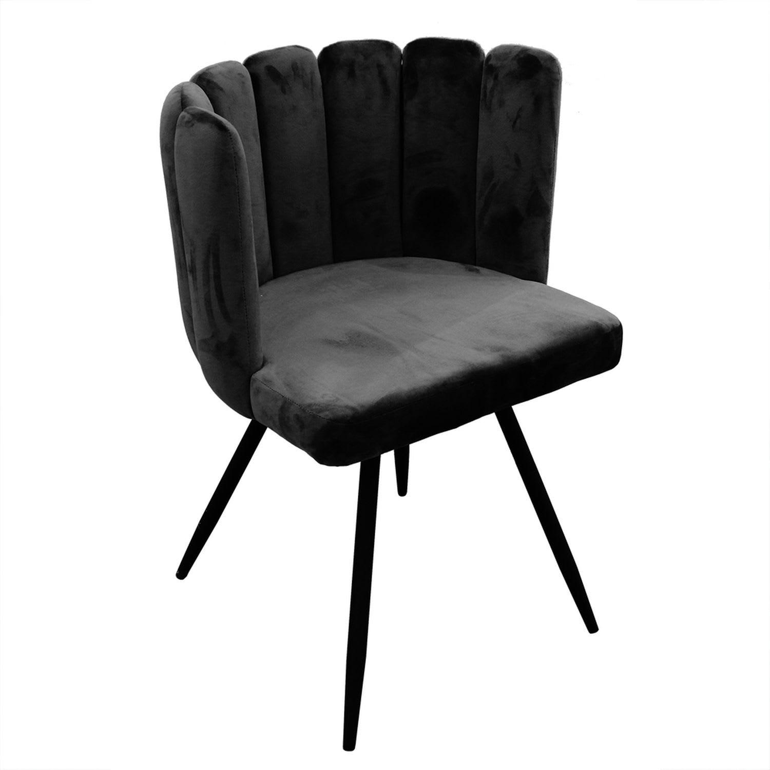 ARIEL - Lot de 2 chaises design effet velours noir
