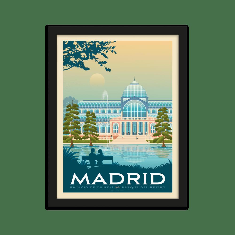 - Affiche Madrid Espagne + Cadre Bois noir 21x29,7 cm