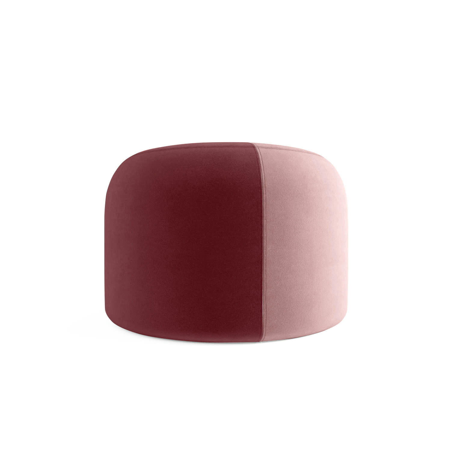 IRIS - Pouf rond en velours bicolore rouge
