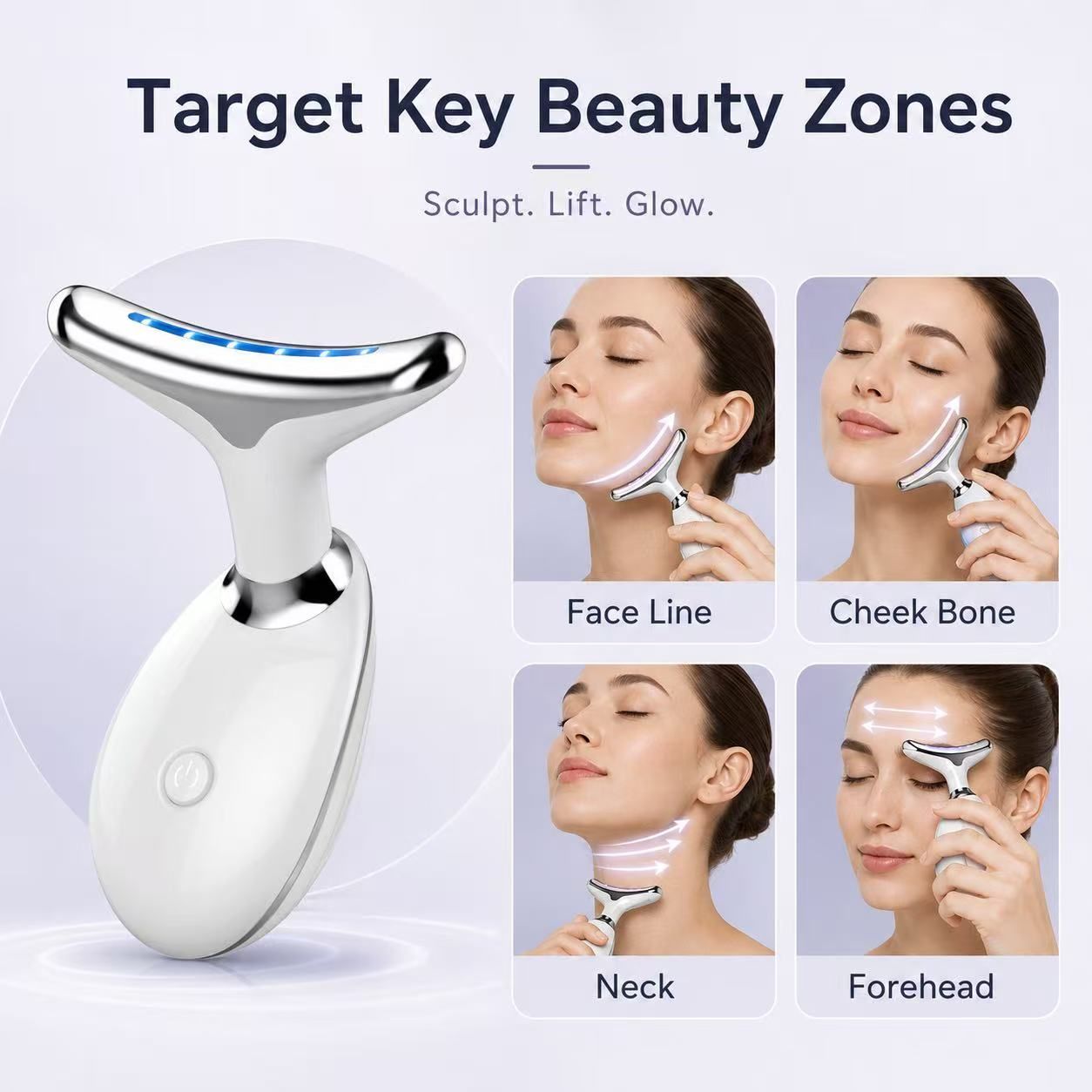 BluCore USB Rechargeable Facial and Neck Care Device with Adjustable Settings