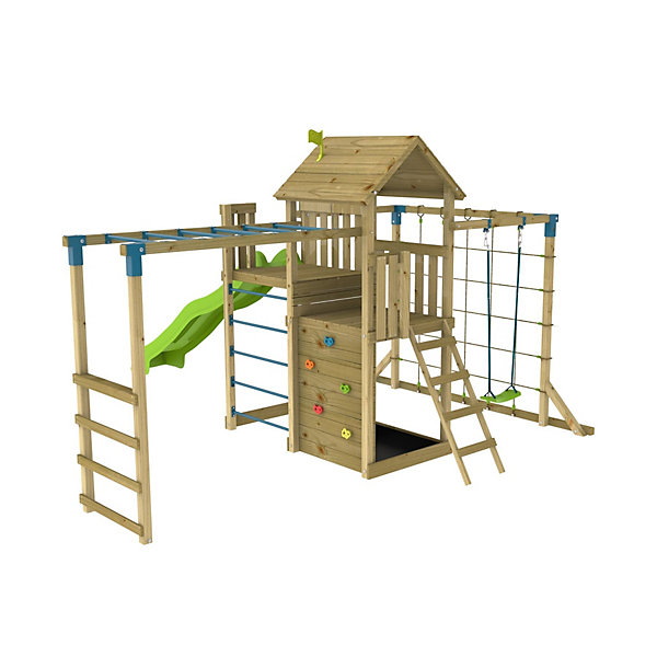 Aire de jeux XXL double plateforme TILLEUL en bois