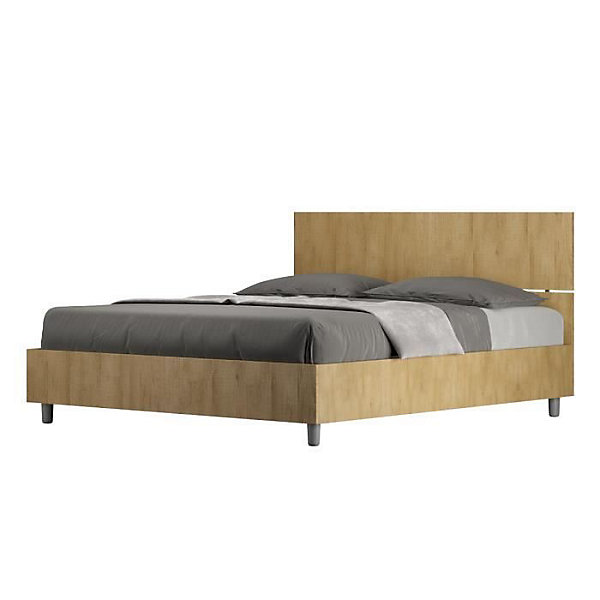 Lit Demas en chêne avec sommier 160x190, tête de lit droite