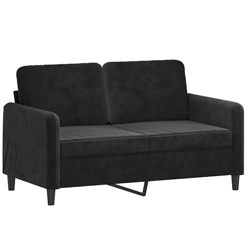 NNEVL 2 Piece Sofa Set with Pillows Black Velvet