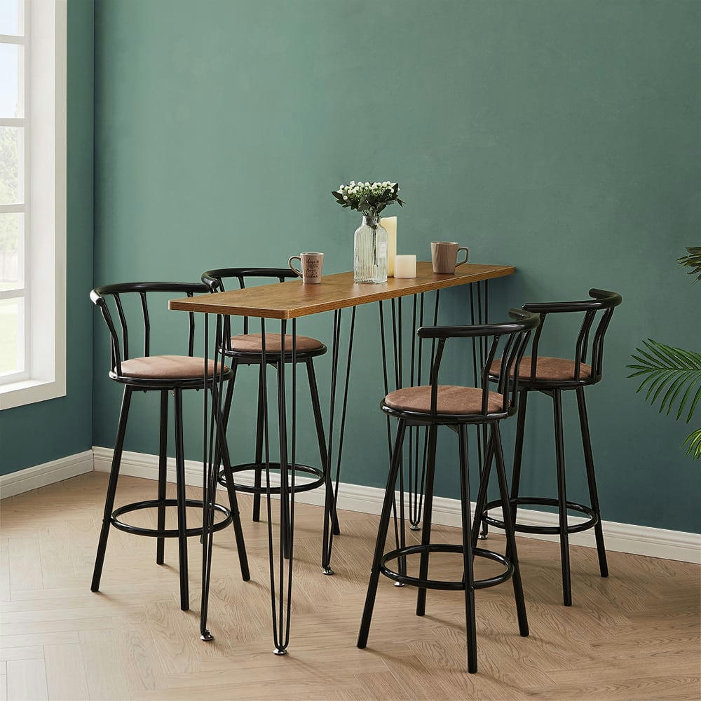 BISTROT - Lot de 4 tabourets en  marron piètement noir