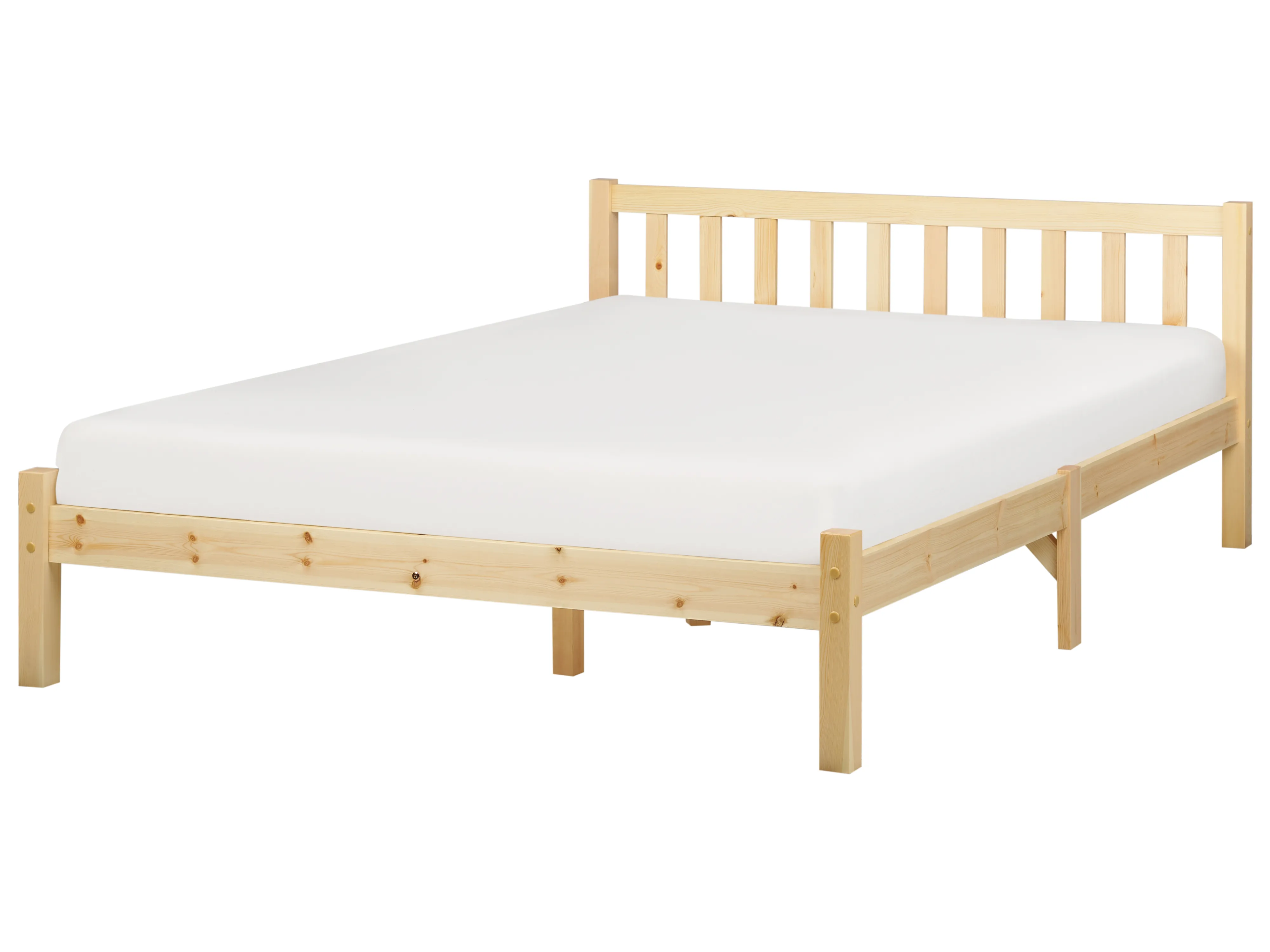 Bed Pine Wood FLORAC 140 x 200 cm (EU Double) Light Brown