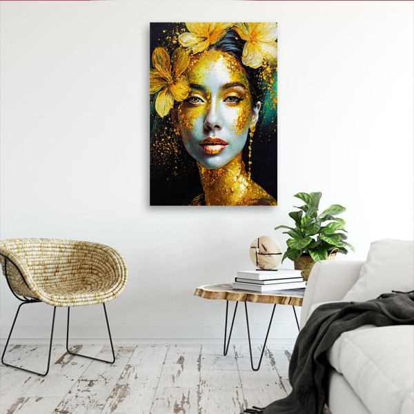 Feeby Obraz do salonu, Kobieta Kwiaty Portret Glamour 40x60
