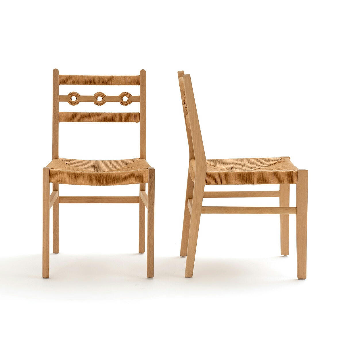 Lot de 2 chaises chêne et tressage, Menorca