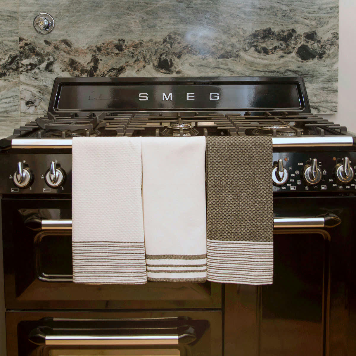 MAHDIA - Torchons (x3) coton  45x70 taupe