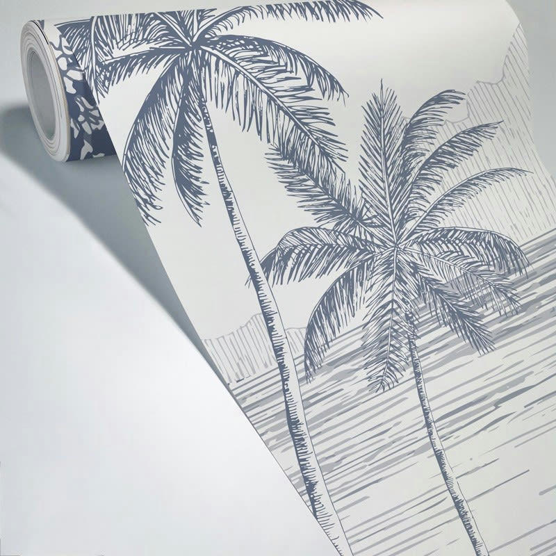 LA PLAGE ENCRE - Papier Peint Panoramique L432xH270cm Bleu Bord de mer