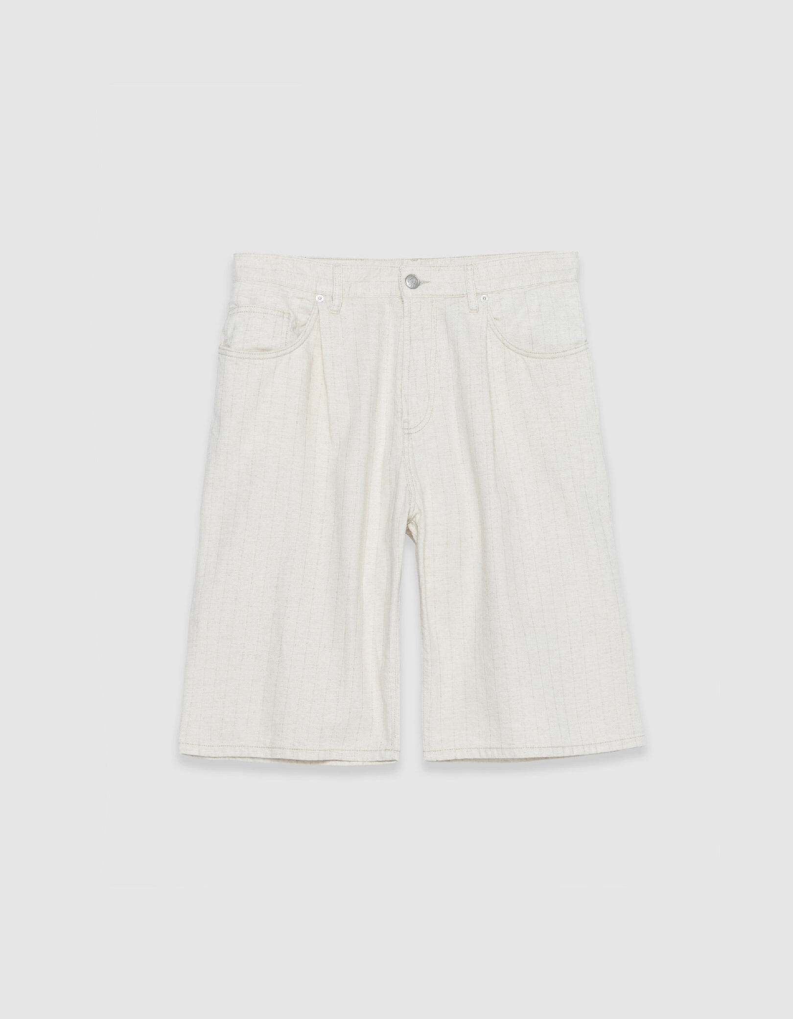 Bermuda en jean écru motif rayures Homme