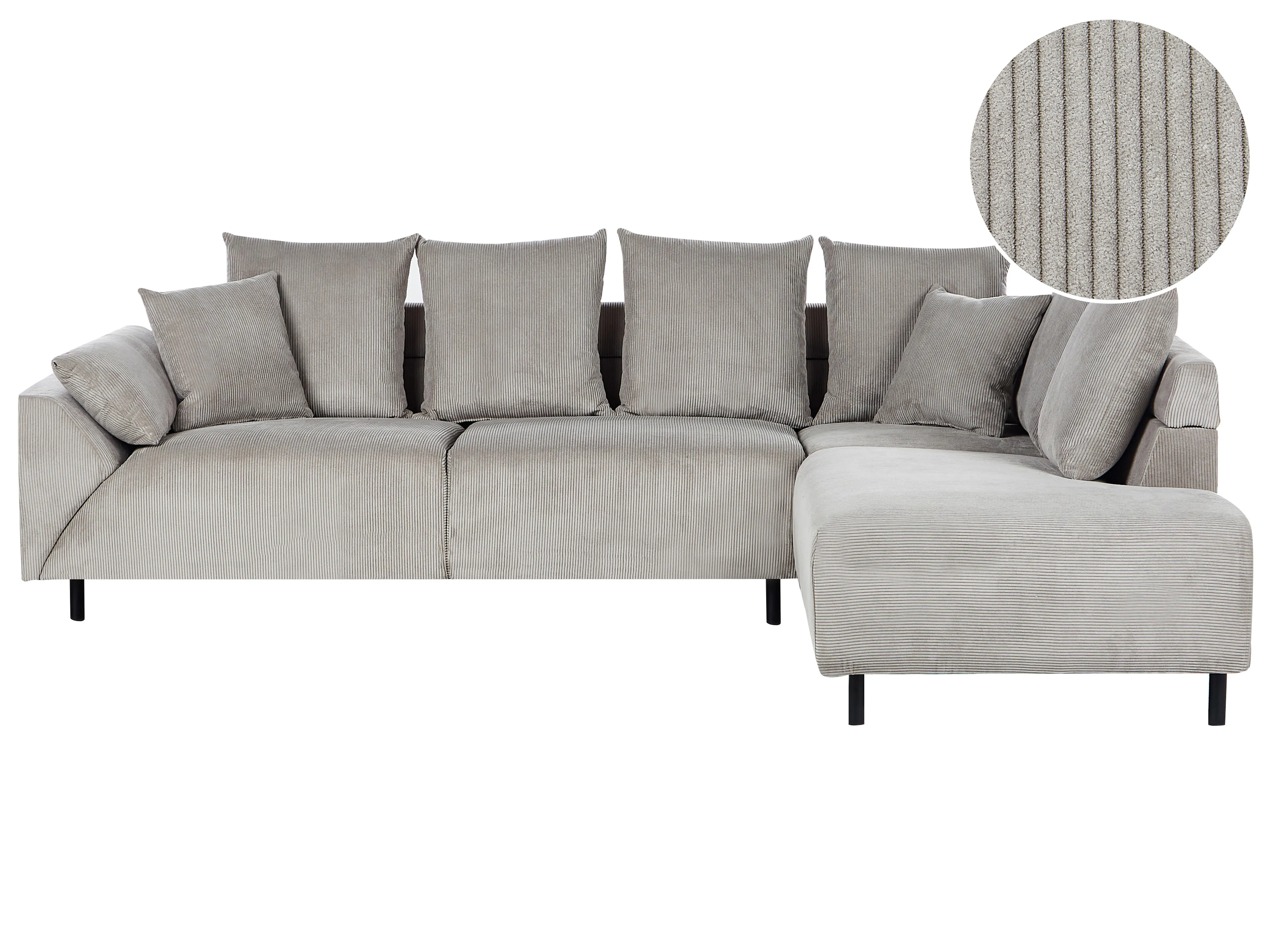 Corner Sofa 4 Seater LUNNER Corduroy Light Grey Left Hand