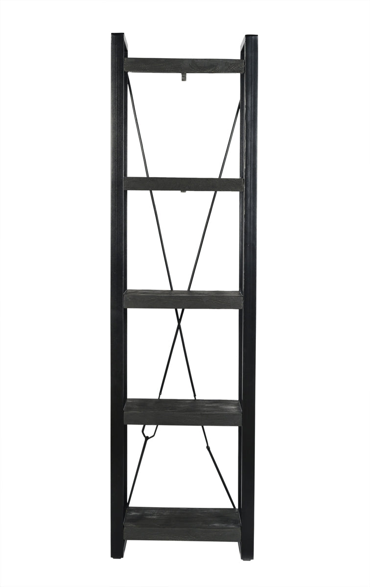 Livingfurn - Boekenkast Zwart Mangohout - 55x40x200cm - Norris