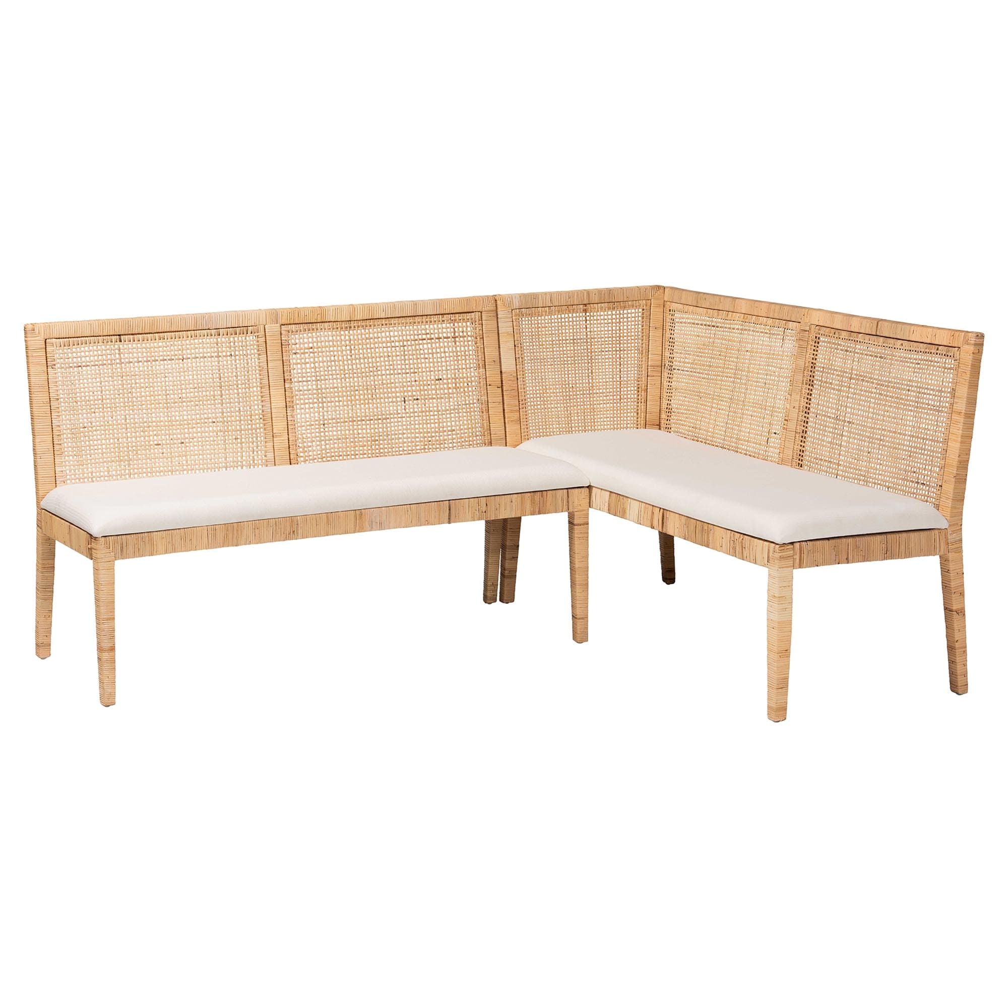 Kalimantan Bohemian Light Honey Rattan 2-Piece Banquette Set