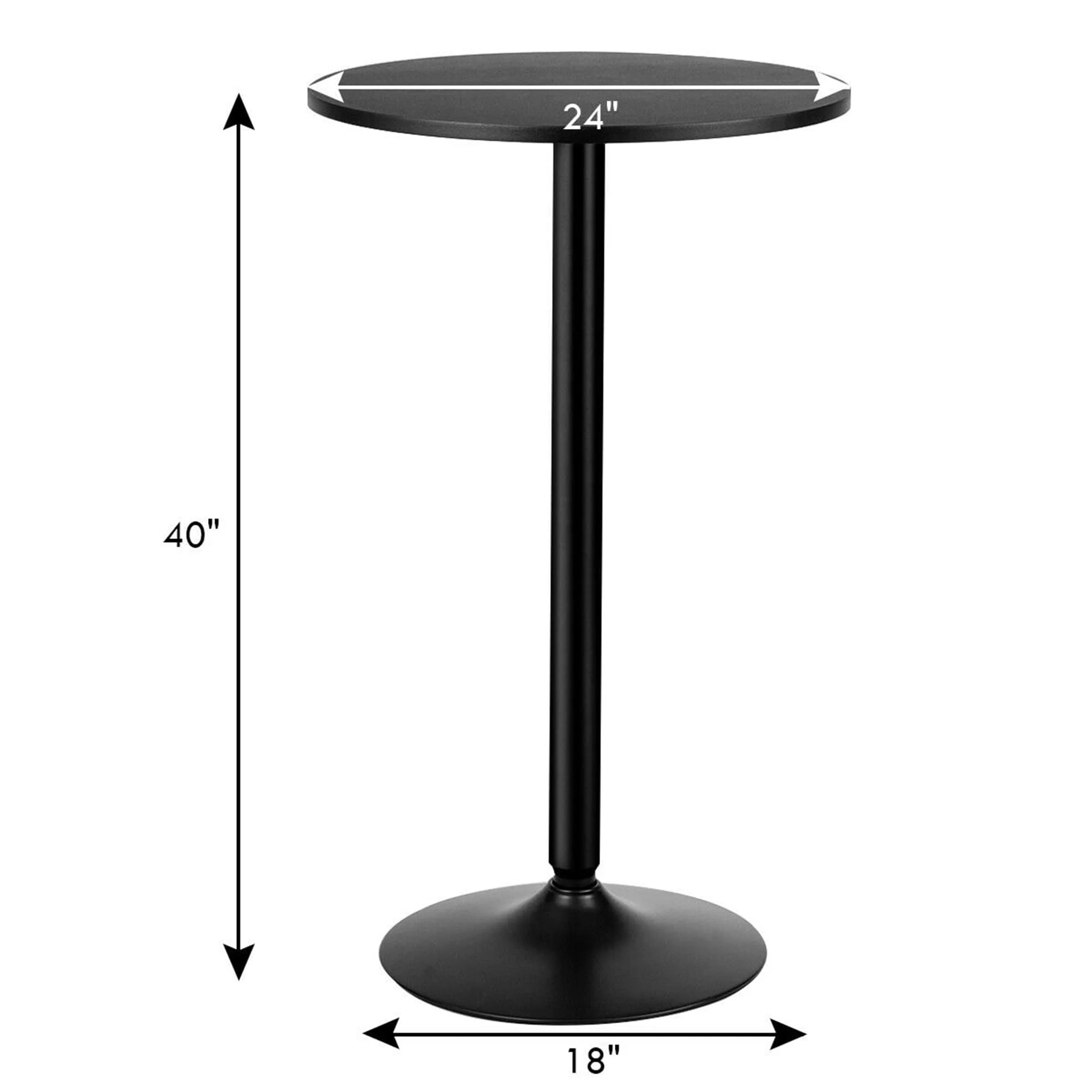 Gymax 6 PCS Round Pub Table 24'' Bistro Bar Cocktail Table w/Metal