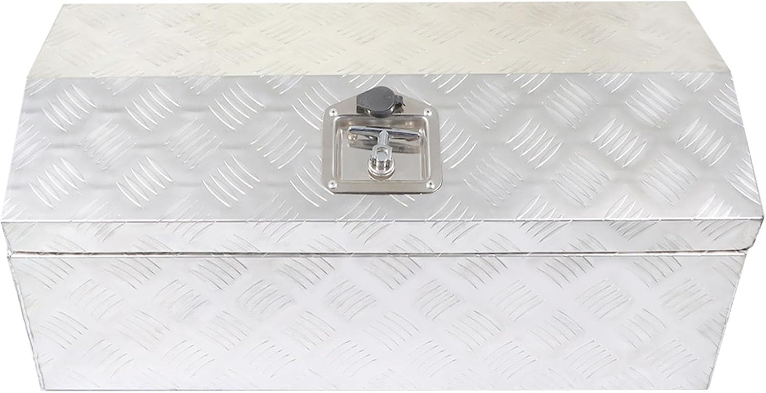 30 Aluminum Trailer Tool Box Chest box Pickup Truck Bed Storage Toolboxes Organizer Side Handle, Lock w/ 2 Keys, Silver