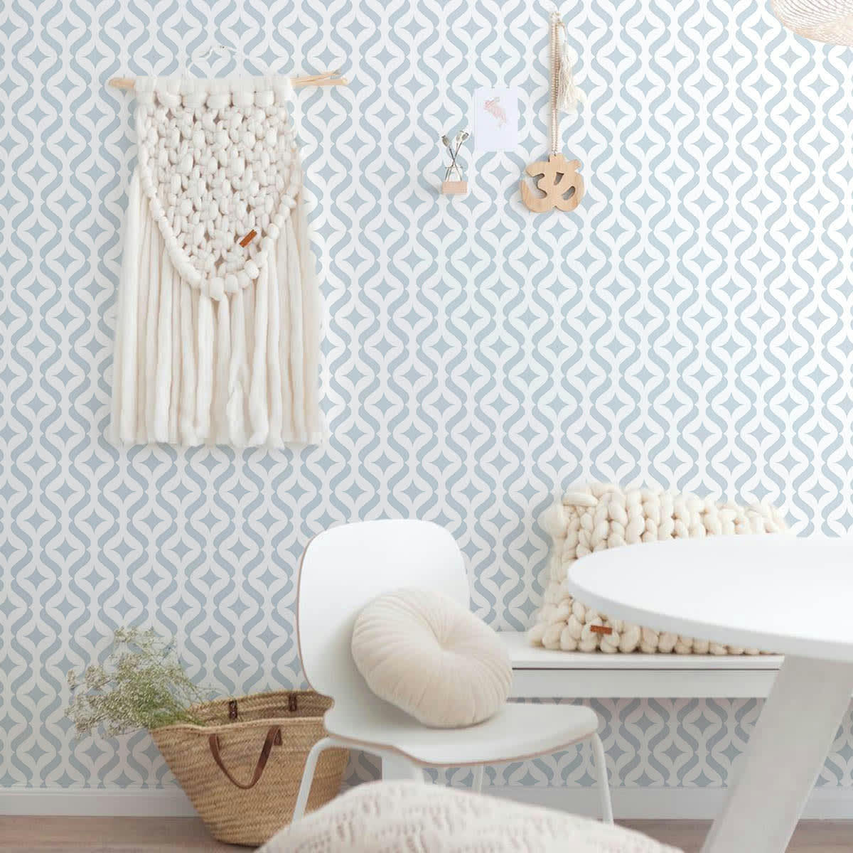 MODERN - Papier peint vinyle adhésif moderne poudre bleu 50x300 cm