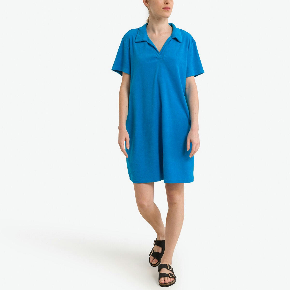 Robe chemise en maille éponge
