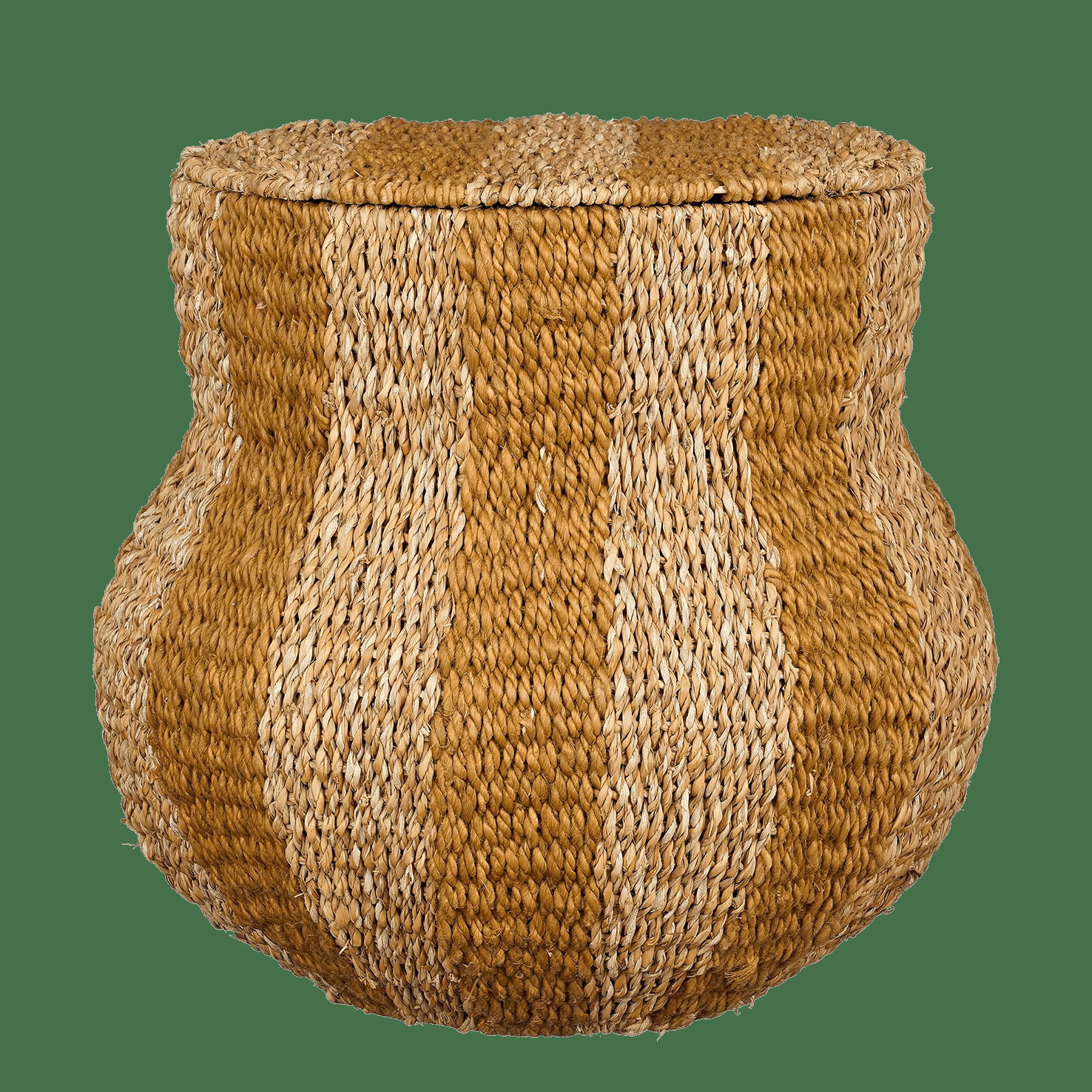 TACOMA - Panier de rangement avec couvercle en jute jaune H47