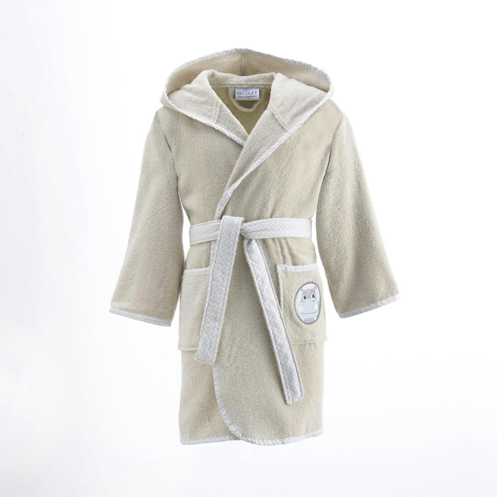 PETITES BETES - Peignoir enfant beige 8 ans en coton