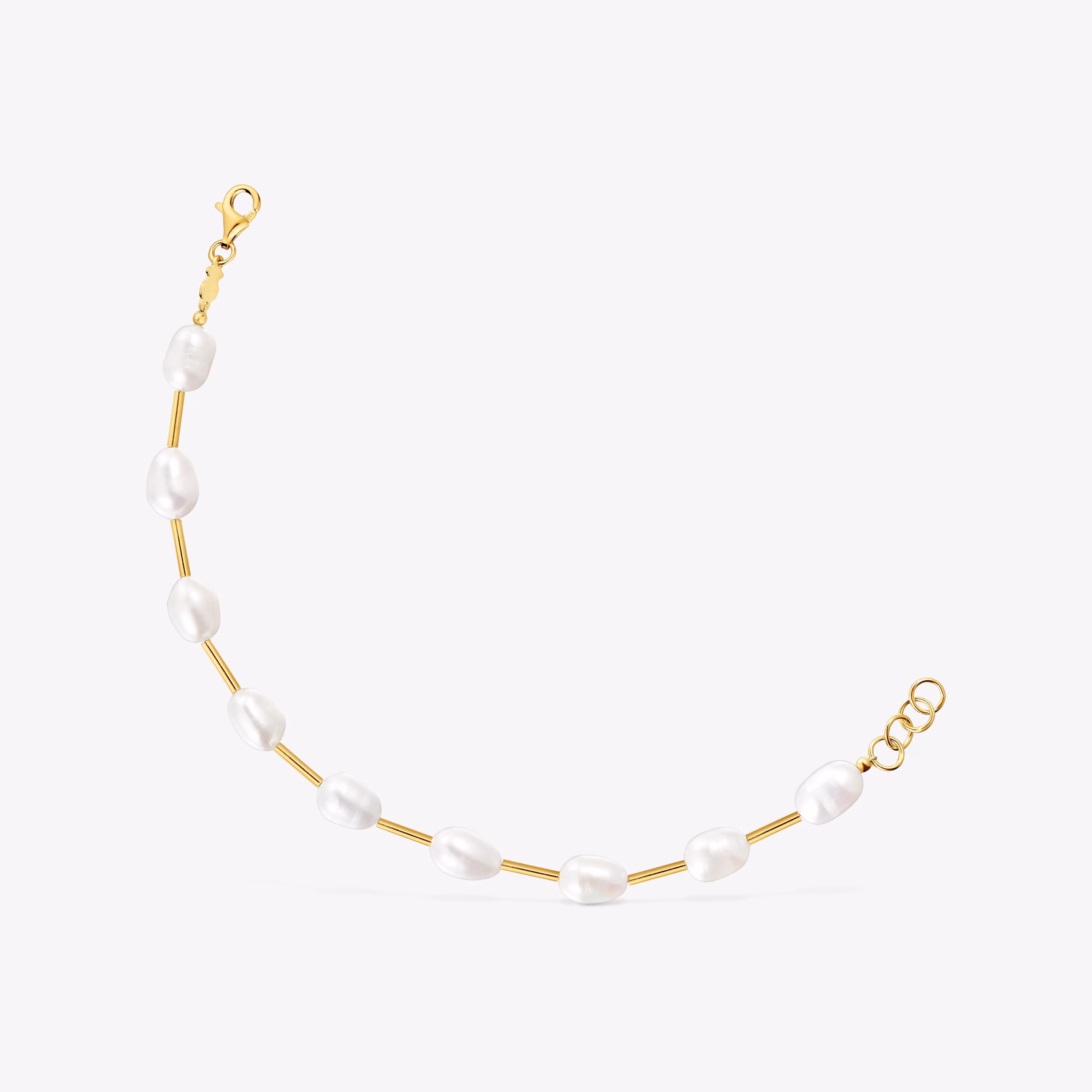Pulsera tubo con baño de oro de 18 kt sobre plata y perlas cultivadas Gloss