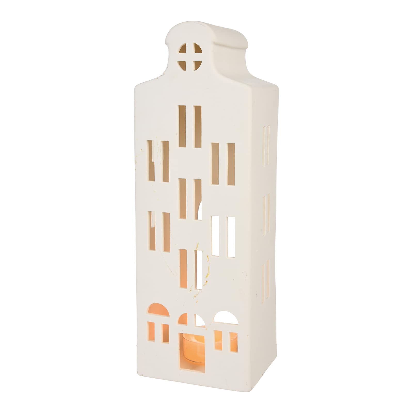 Teelichthalter Haus Weiß,B 120 x H 355 x T 100 mm