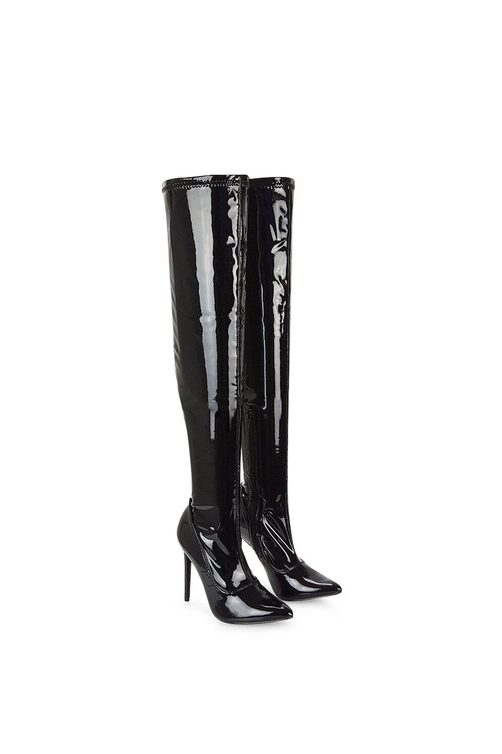 XY London Piper' Over The Knee Thigh High Heeled Boots With Zip