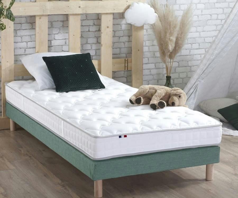 ENSEMBLE PURE - Ensemble matelas 100% latex 3 zones sommier vert 90x190