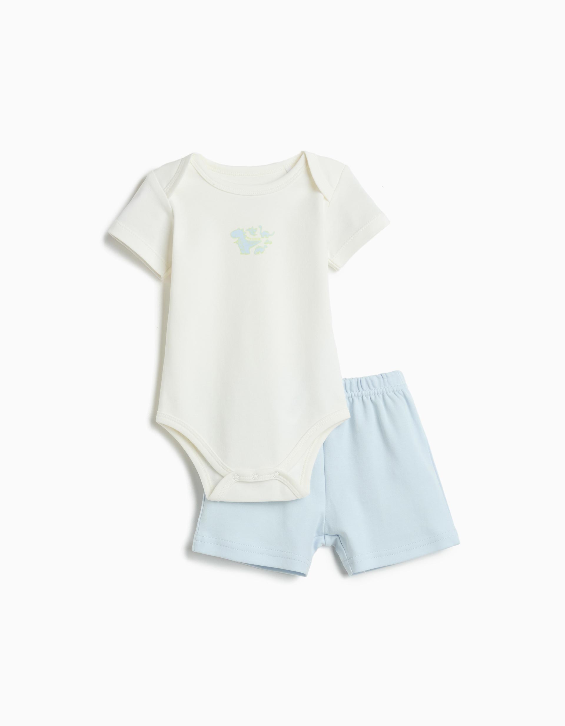 Conjunto de Body e Calções, Menino, Branco