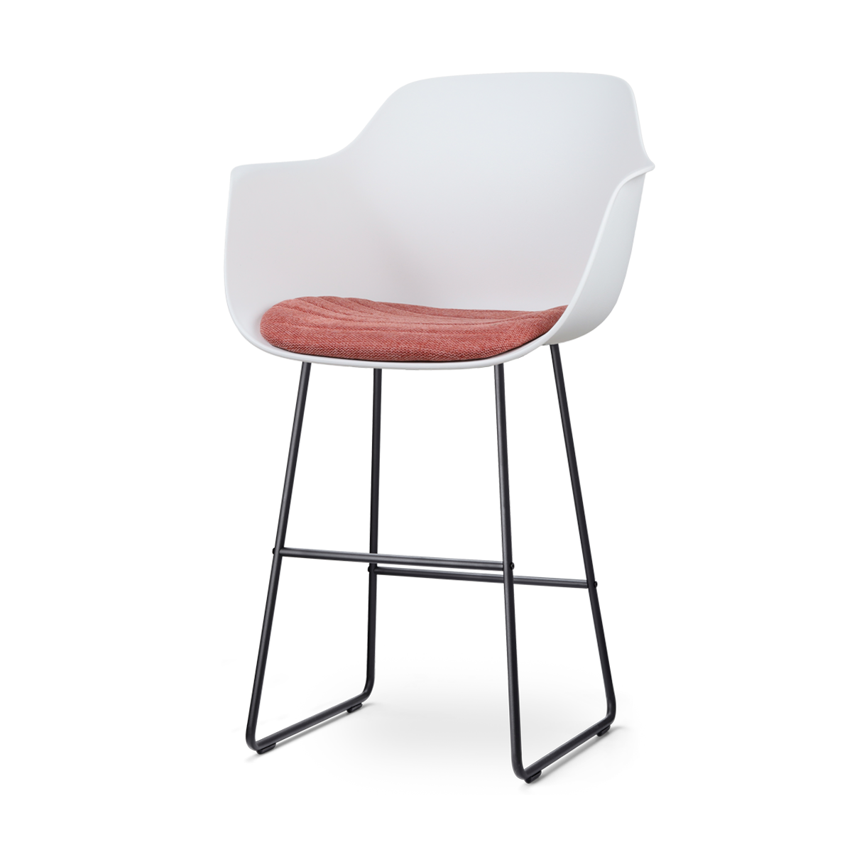 Nolon Nino-Liz Barkruk Wit - Terracotta Kussen - Zwart Frame - 75 cm