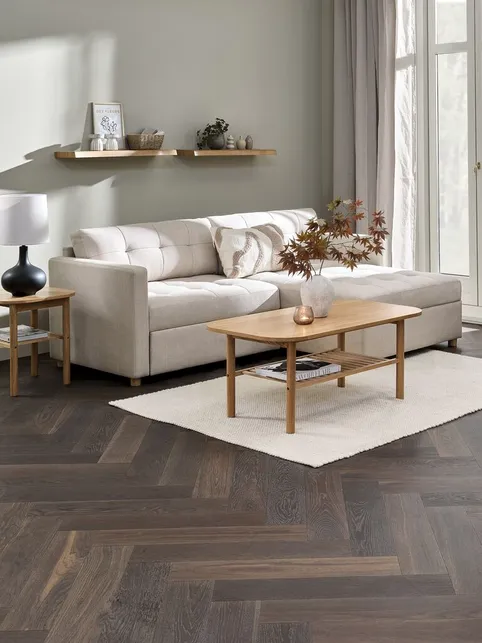 Sovesofa chaiselong TEGLHUSE beige stof